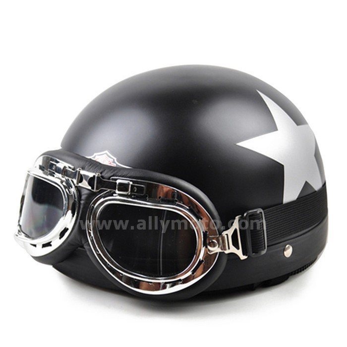 129 Vintage Style Riding Helmet National Flag Open Face Half Chopper Cruiser Scooter Touring Goggles Visor@6
